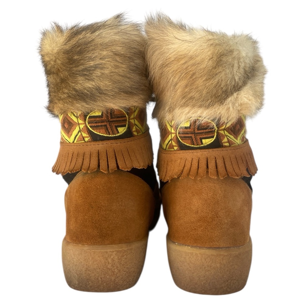 Oscar Sport Women’s Alesia Fur Boots Size EU 40 - US 9 Brown leather/black + fur - Picture 4 of 9
